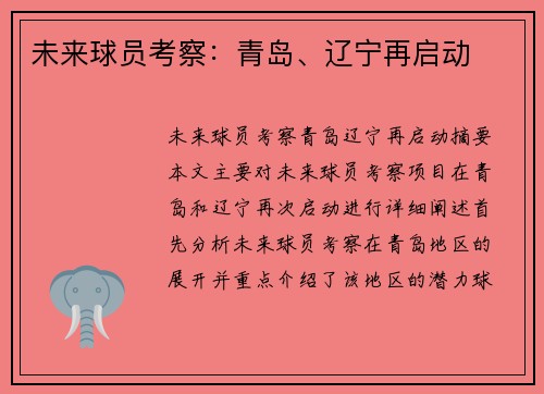 未来球员考察：青岛、辽宁再启动